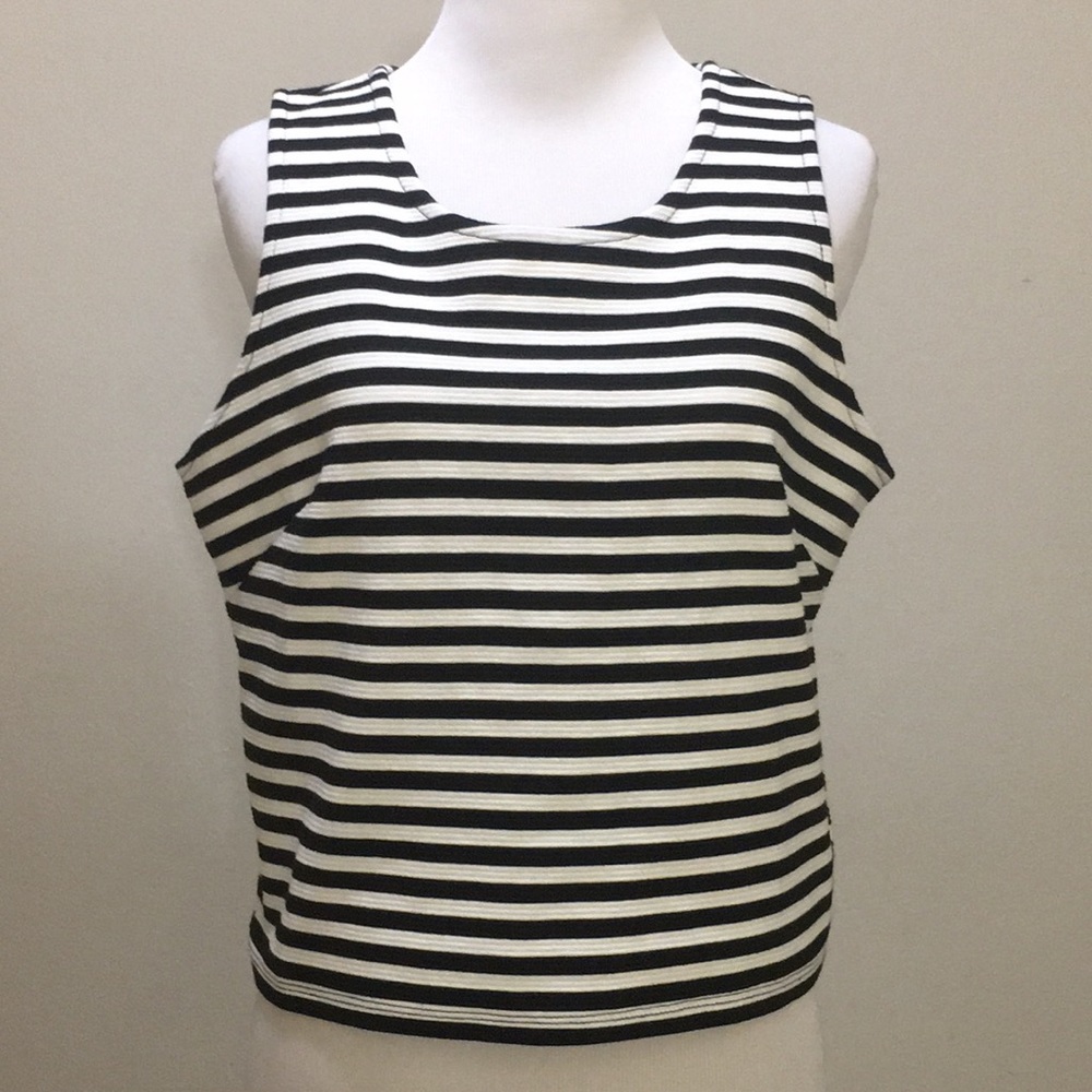 Gap black & white stripe sleeveless crop top, Sz M